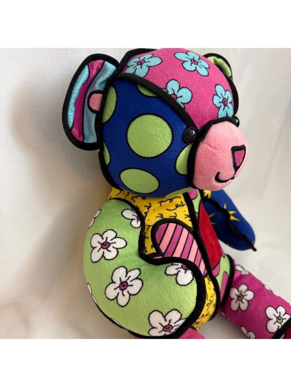 Retired Romero Britto Art Build-a-Bear Patchwork Limited edition Stuffed Animal